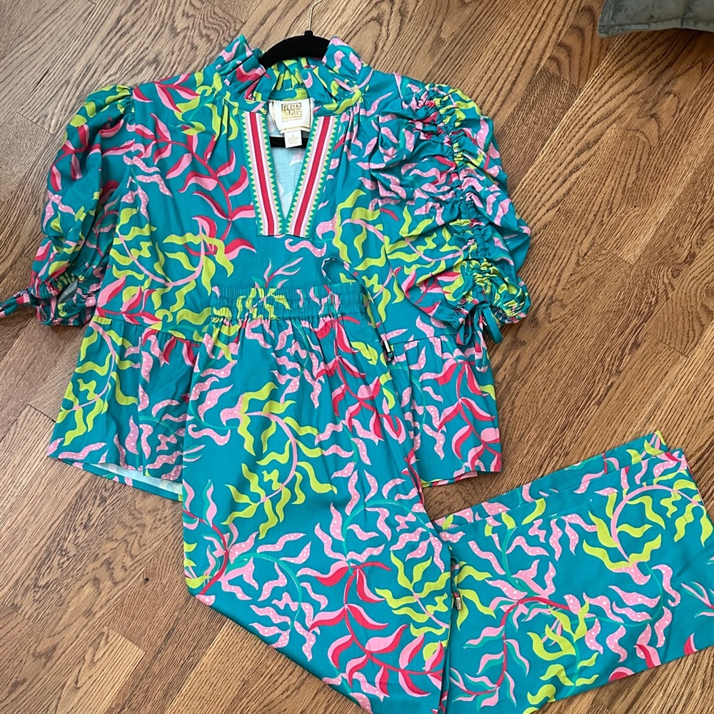 Vibrant Women's Pantsuit with Ruffle Detail